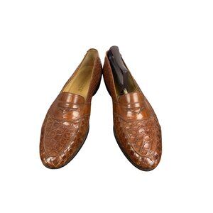 Vintage handmade genuine crocodile mens shoes size 9 leather classy-casual dress